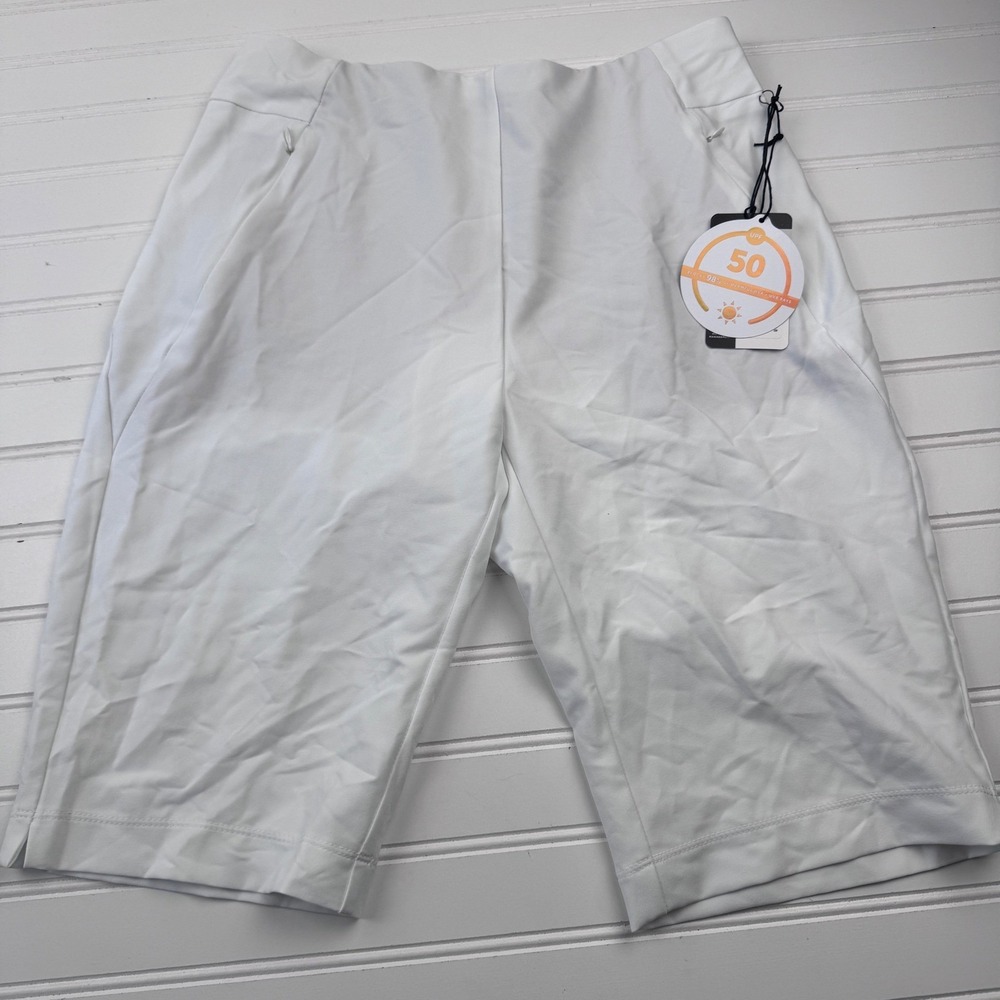 NEW Tail White Label Women's 16 White Golf Shorts UPF 50 11" Inseam